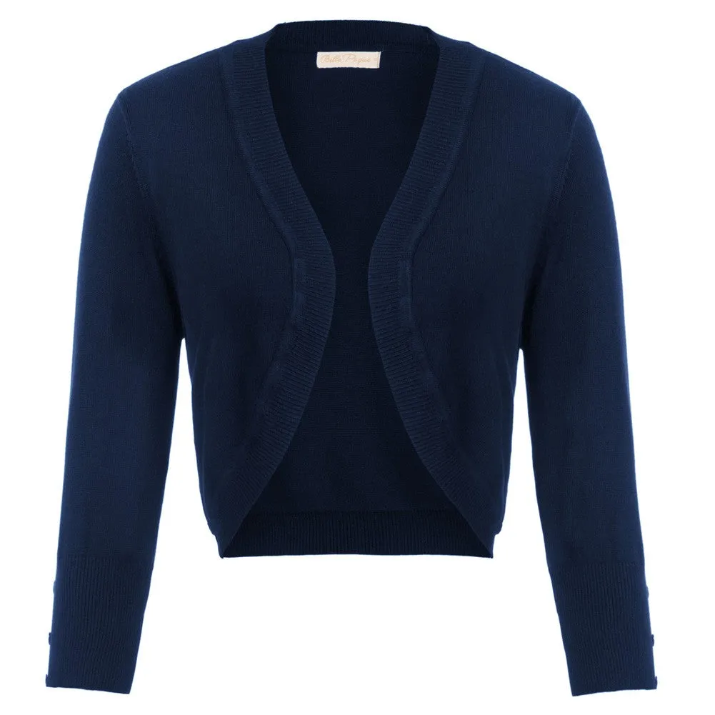 3/4 Sleeve Bolero Shrug Open Front Knit Cardigan