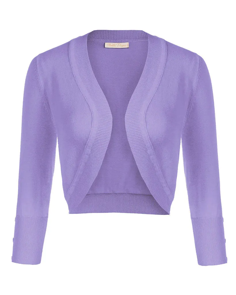 3/4 Sleeve Bolero Shrug Open Front Knit Cardigan