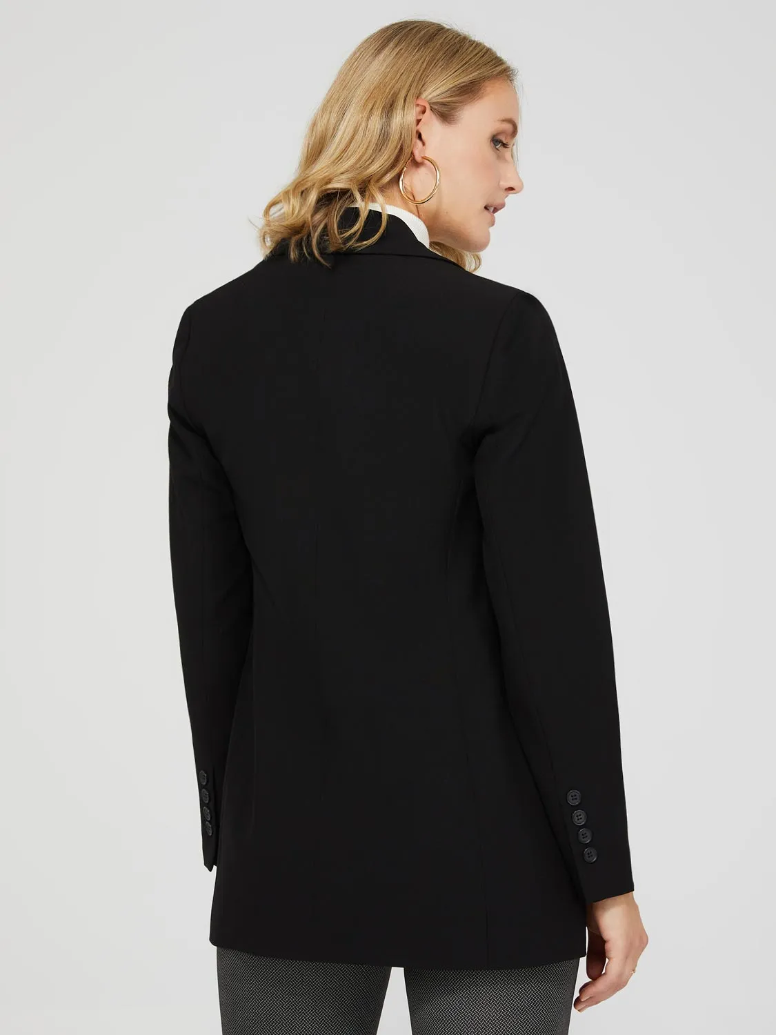 6-Button Open Blazer With Flap Pockets