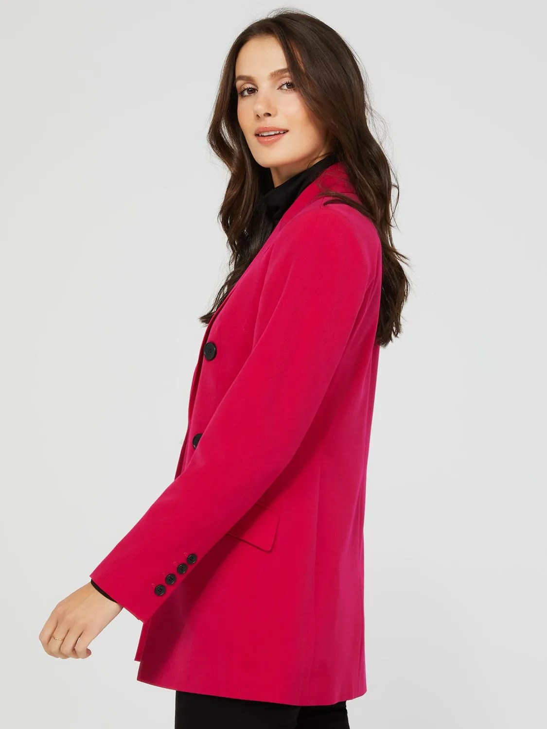 6-Button Open Blazer With Flap Pockets