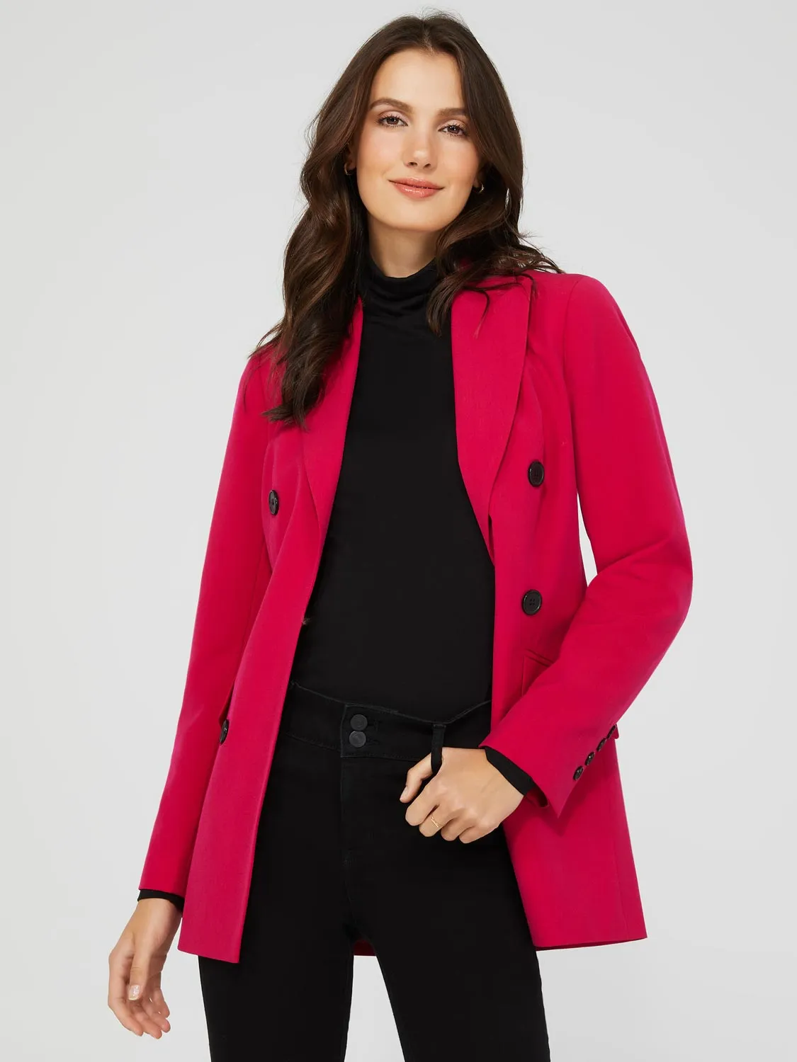 6-Button Open Blazer With Flap Pockets