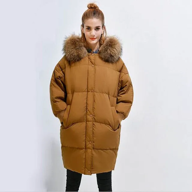 90% White Duck Down Jacket 2018 Winter Jacket Women Natural Raccoon Fur Collar Female Parka Womens Winter Jackets And Coats