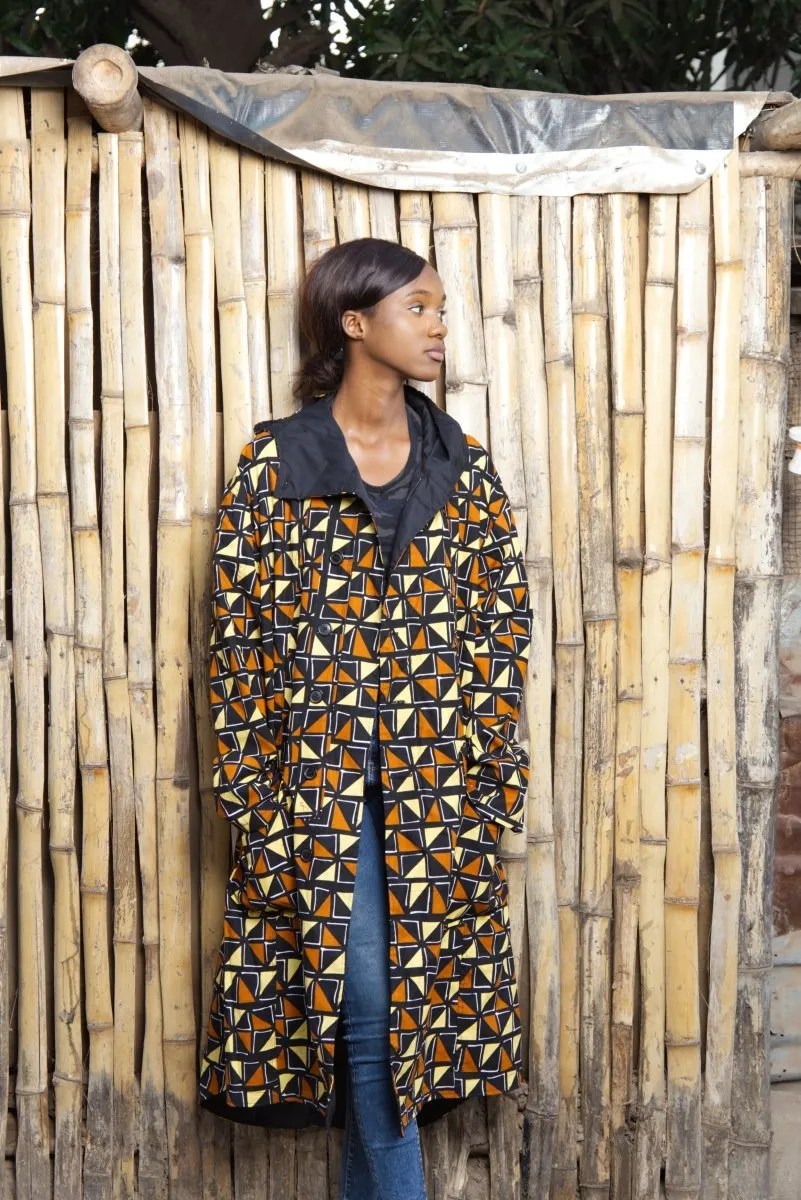 African Summer Parka In Earthy Mud Cloth