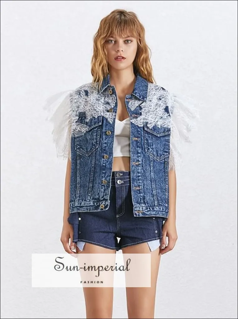 Alaska Jacket - Denim Lace Sleeve Vest