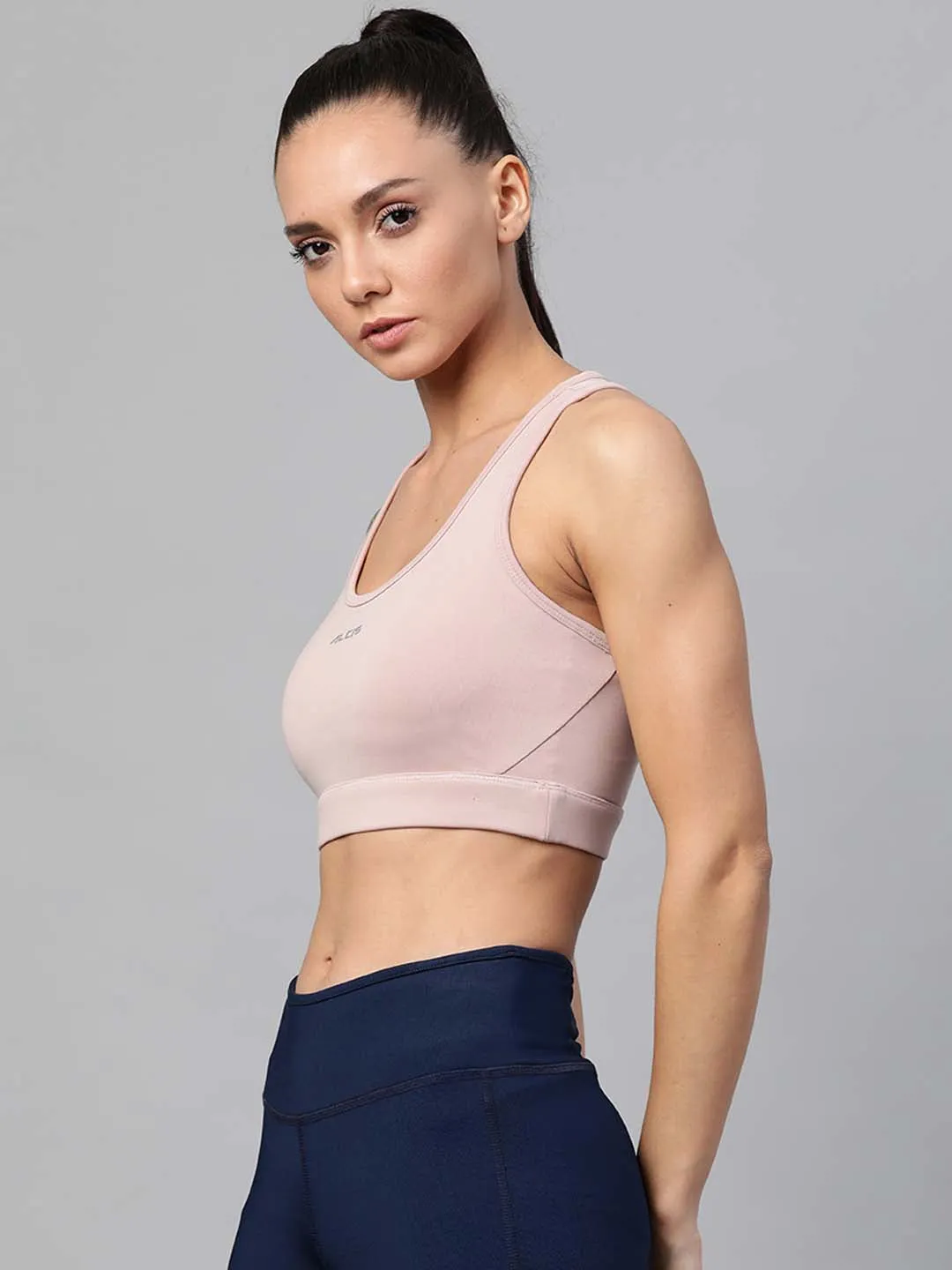 Alcis Mauve Solid Non-Wired Medium Support Non Padded Sports Bra