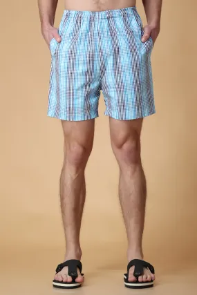 All The Blues Checked Cotton Shorts