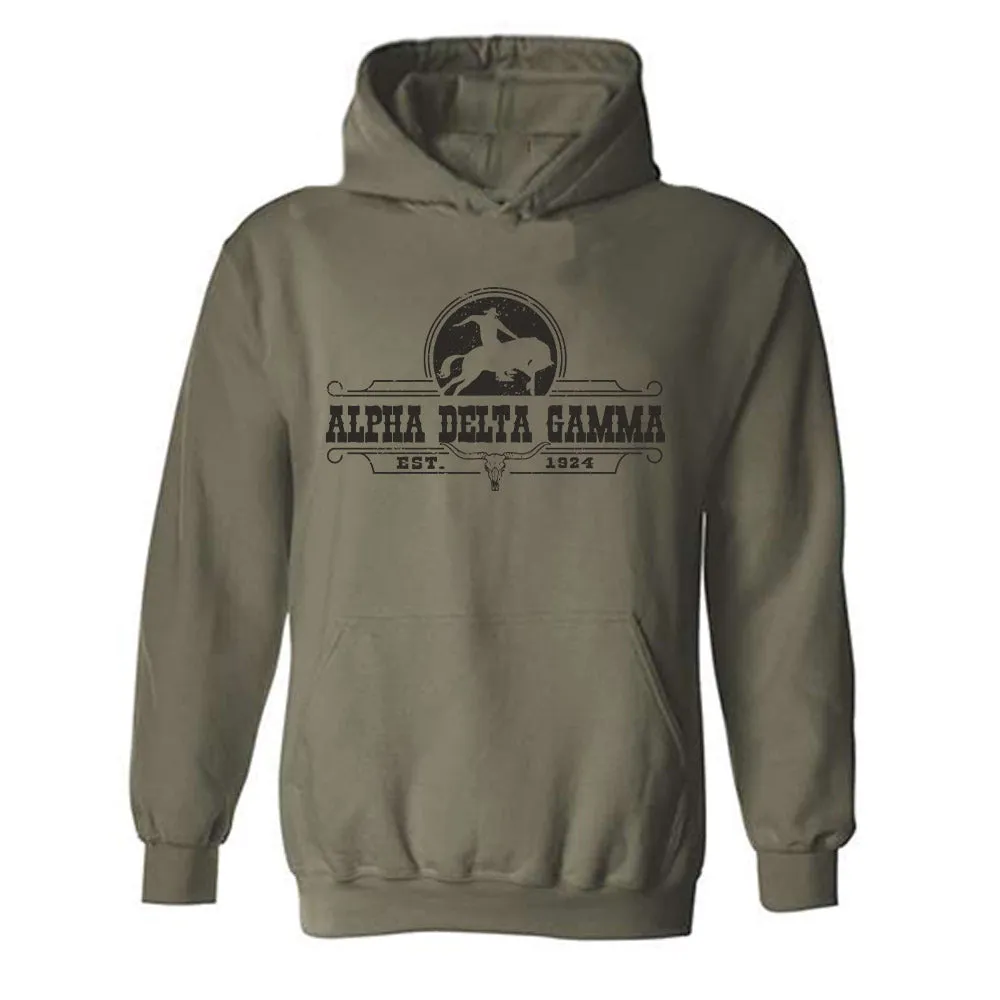 Alpha Delta Gamma Rodeo Rancher Heavy Blend Adult Hooded Sweatshirt Hooded Sweatshirt