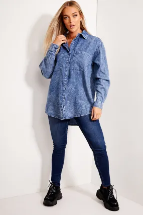 Angel Acid Blue Oversized Denim Shirt