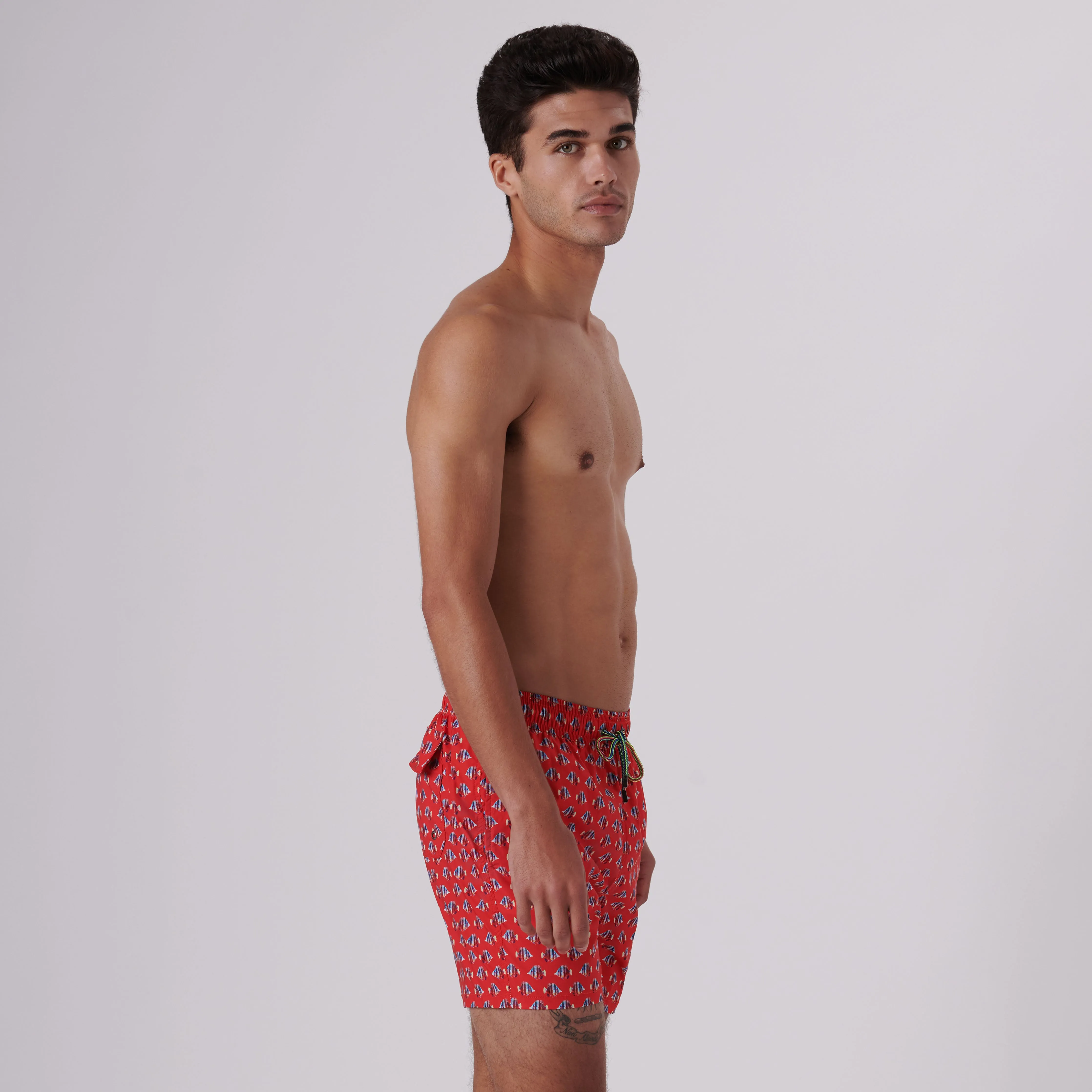 Archer Striped Fish Swim Trunks