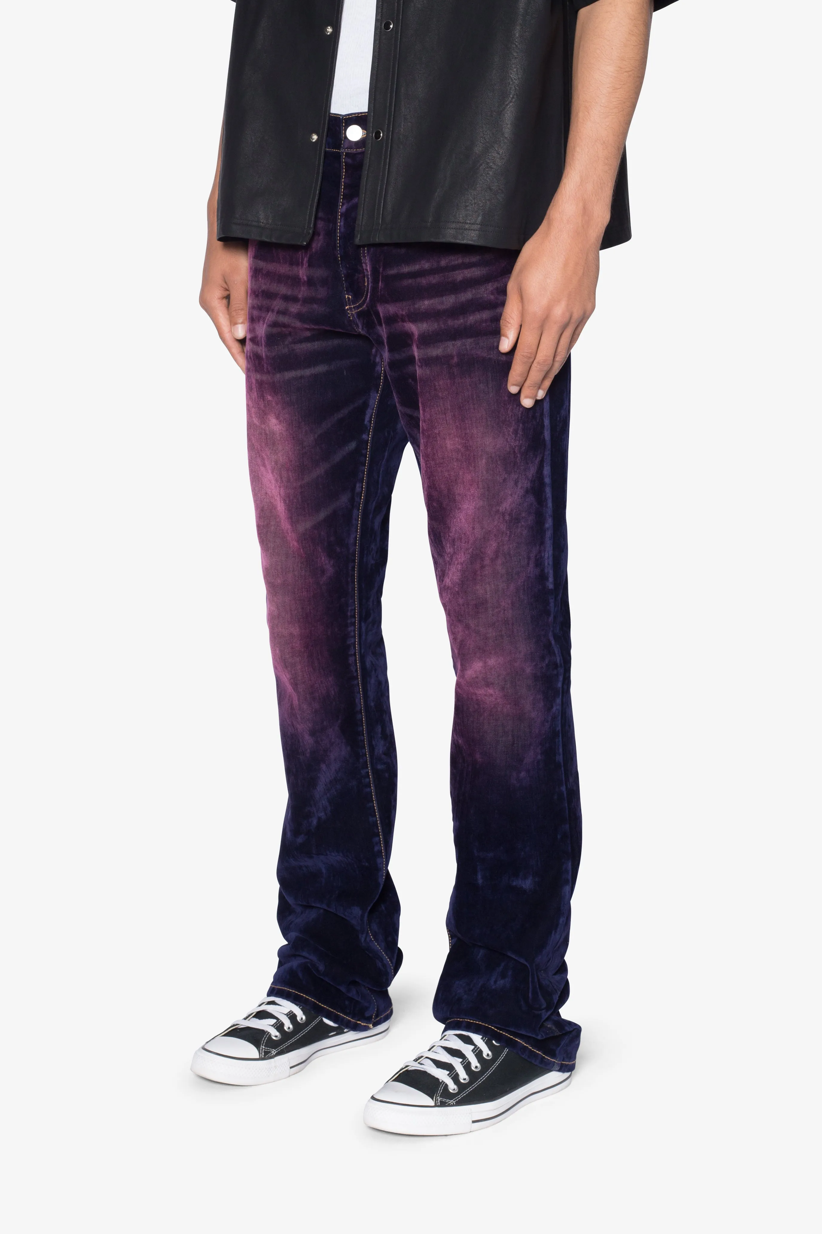 B577 Suede Flare Denim - Purple