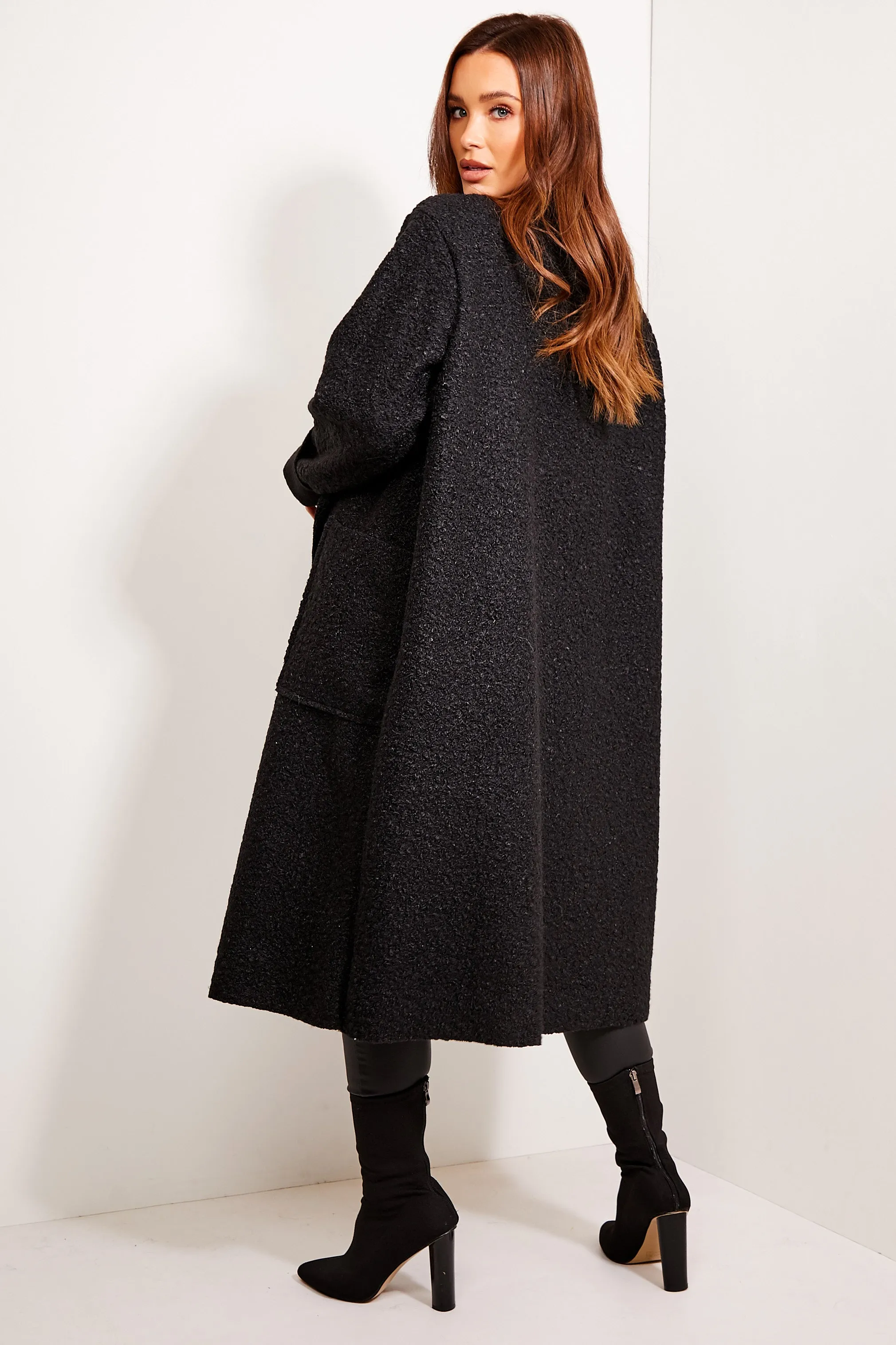 Black Borg Long Waterfall Coat