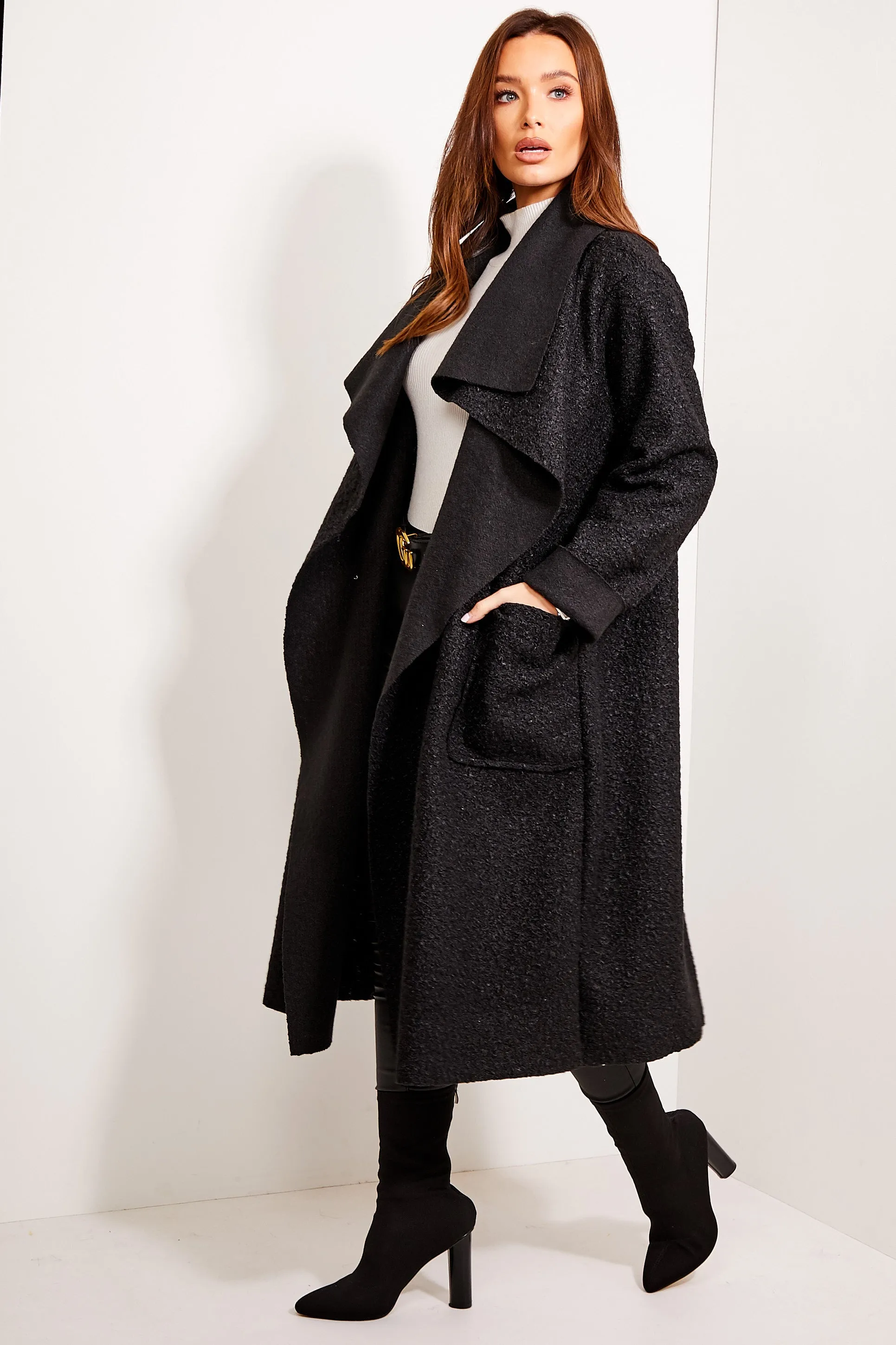 Black Borg Long Waterfall Coat