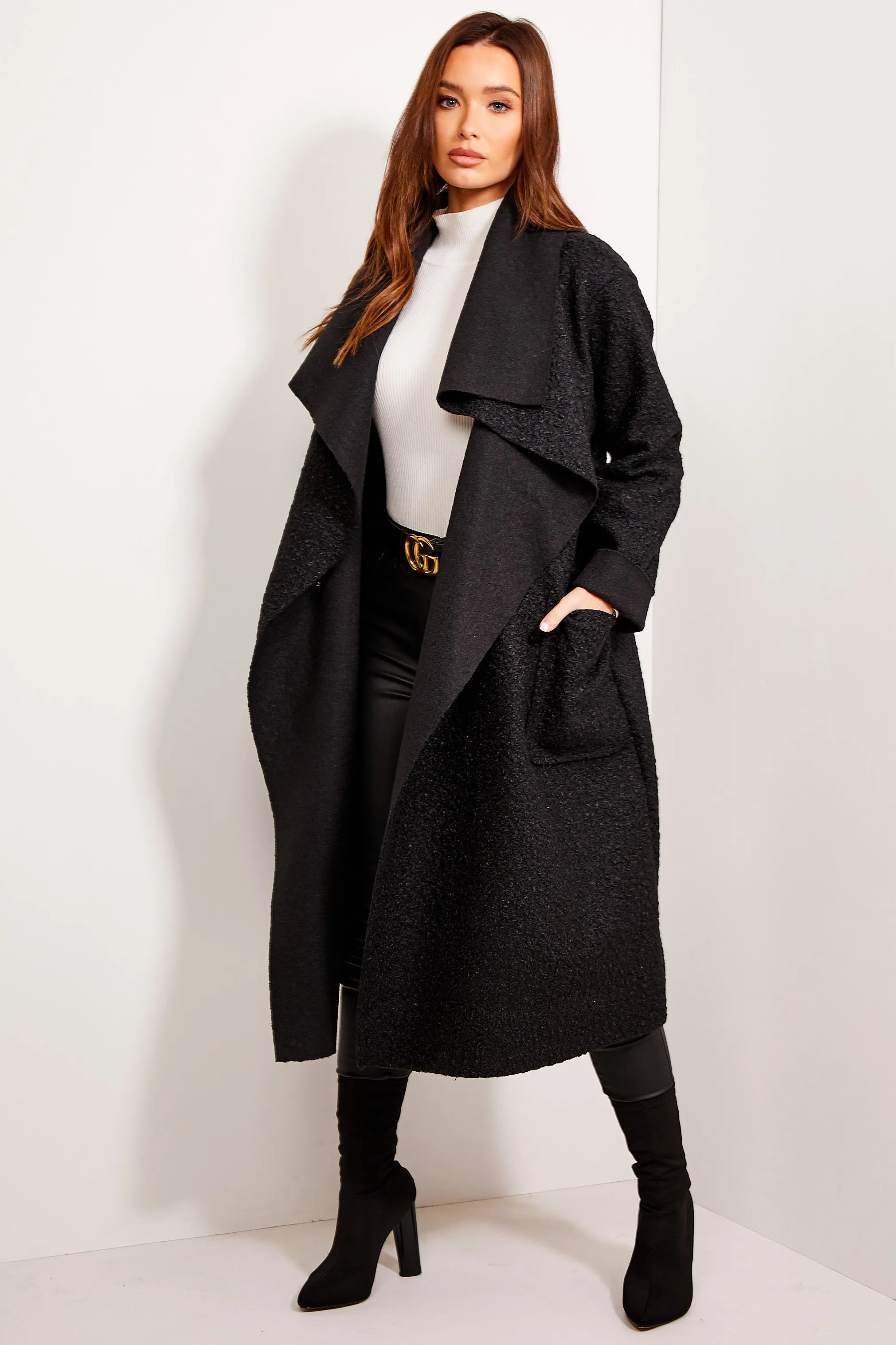 Black Borg Long Waterfall Coat