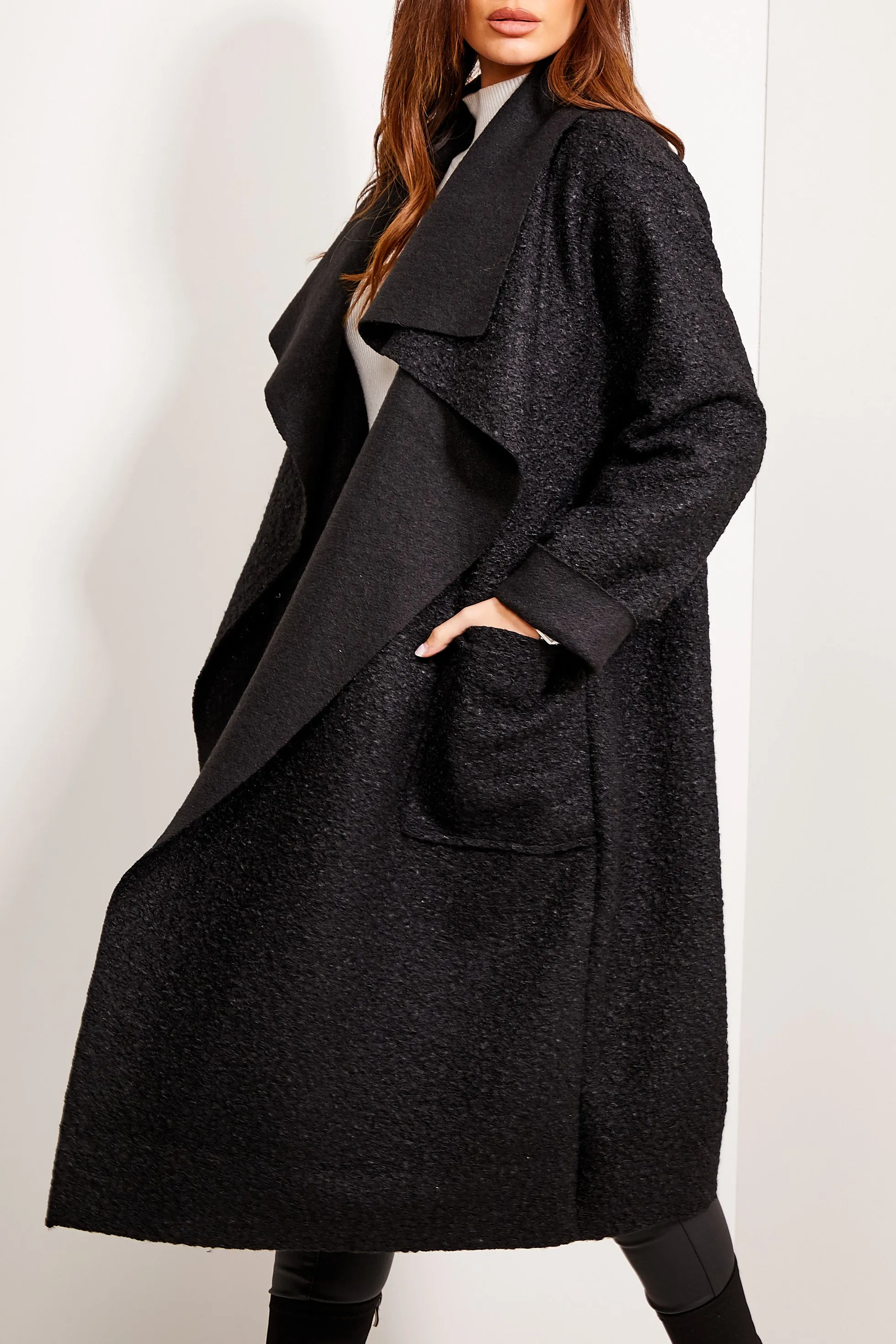 Black Borg Long Waterfall Coat