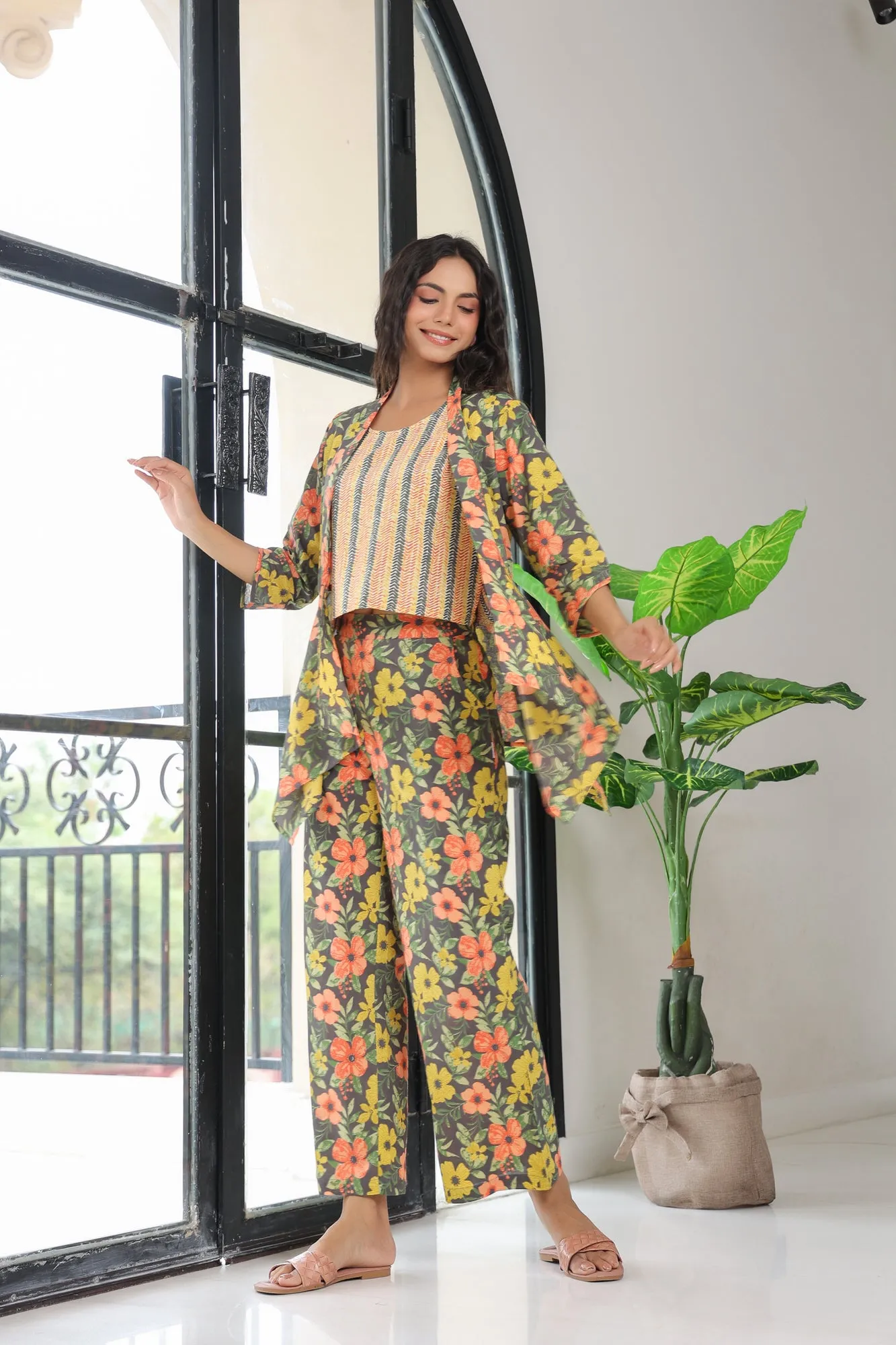 Blooming Radiance Green Cotton Co-ord Set