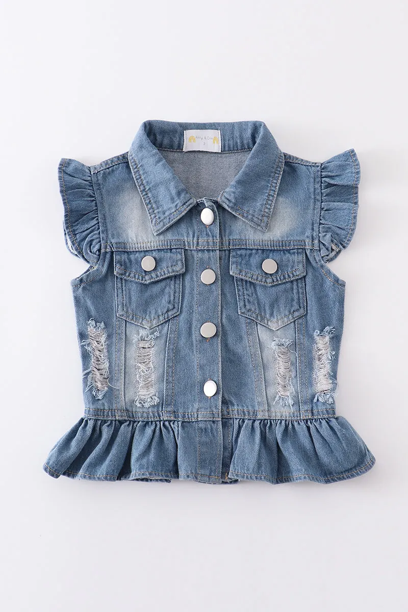 Blue denim girl vest