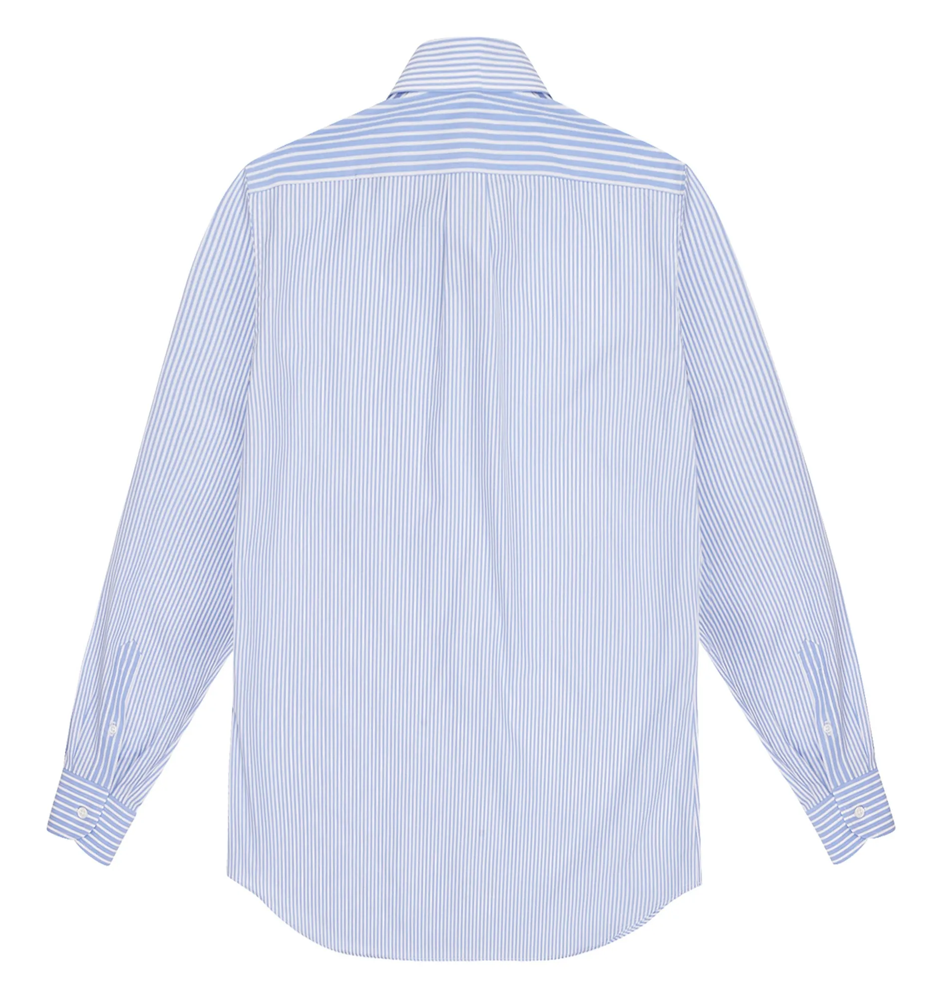 Blue Patchwork Stripe Spread Collar Shirt