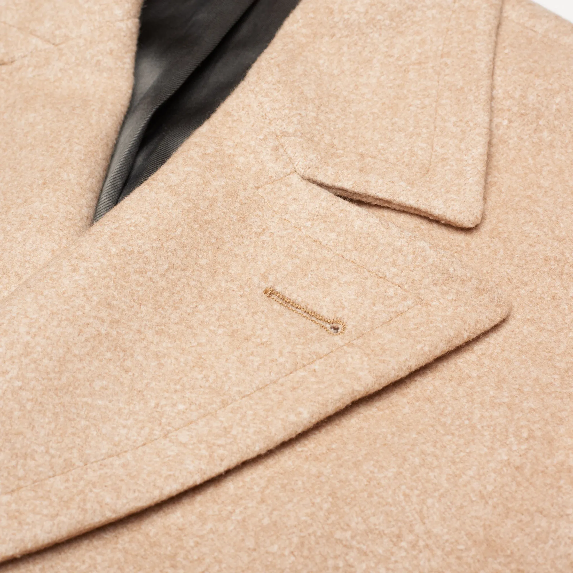 BOGLIOLI Milano Beige Wool-Silk-Camelhair Flannel Unlined DB Coat Overcoat NEW