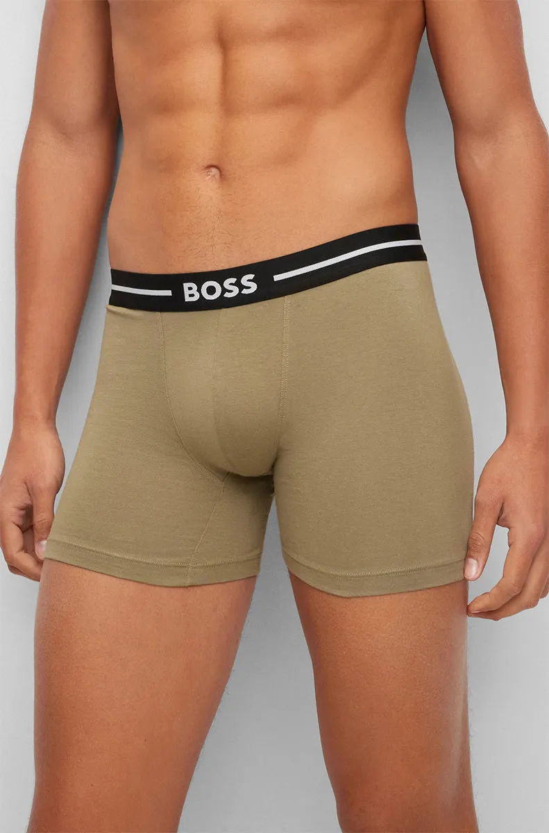 Boss Boxer Brief 3 Pair Bold In Black Olive For Men