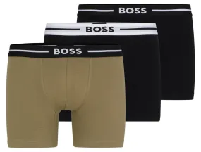 Boss Boxer Brief 3 Pair Bold In Black Olive For Men