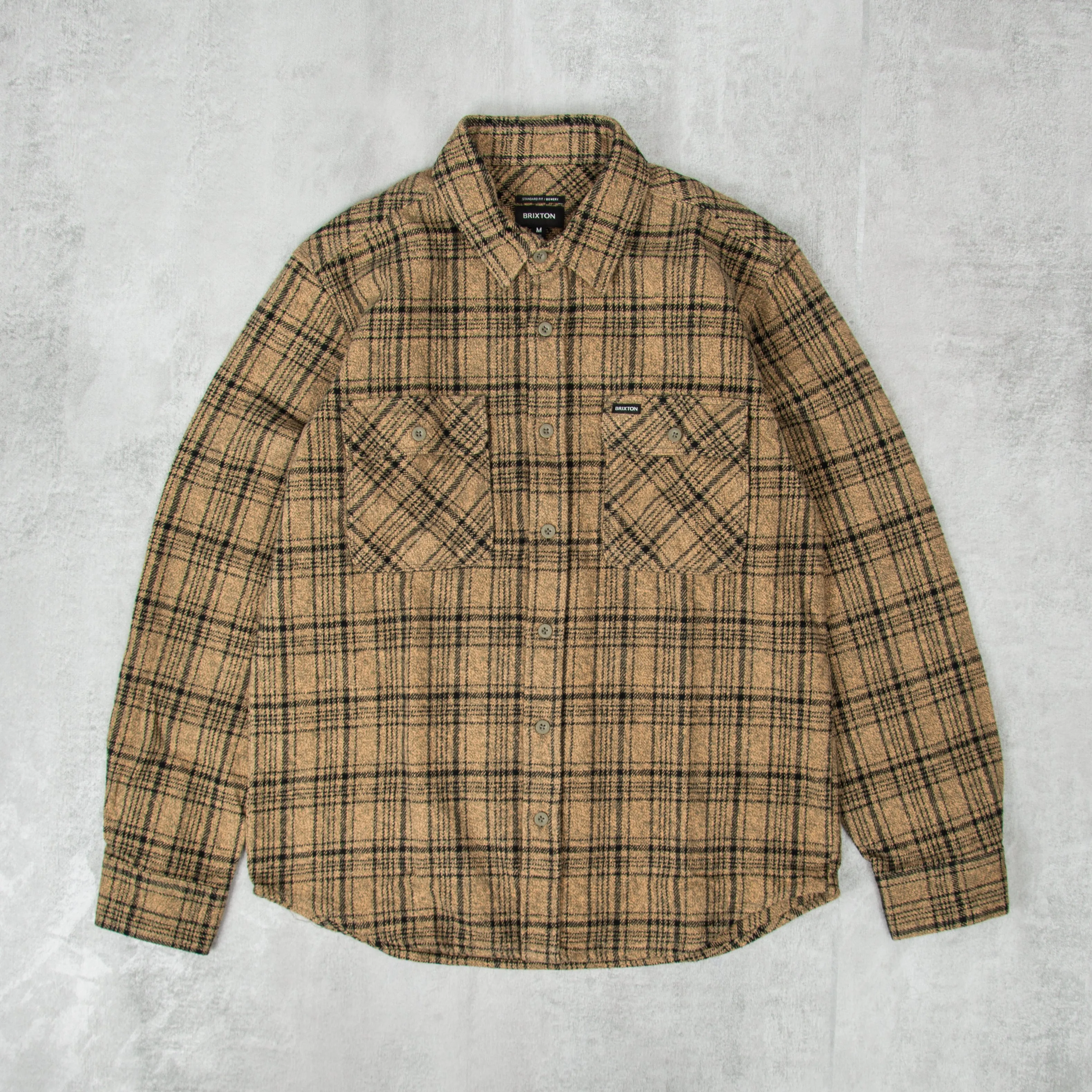 Brixton Bowery L/S Heavy Weight Flannel Shirt - Olive  / Black