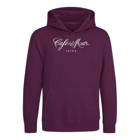 Café del Mar Ibiza White Logo Kid's Plum Hooded Sweatshirt