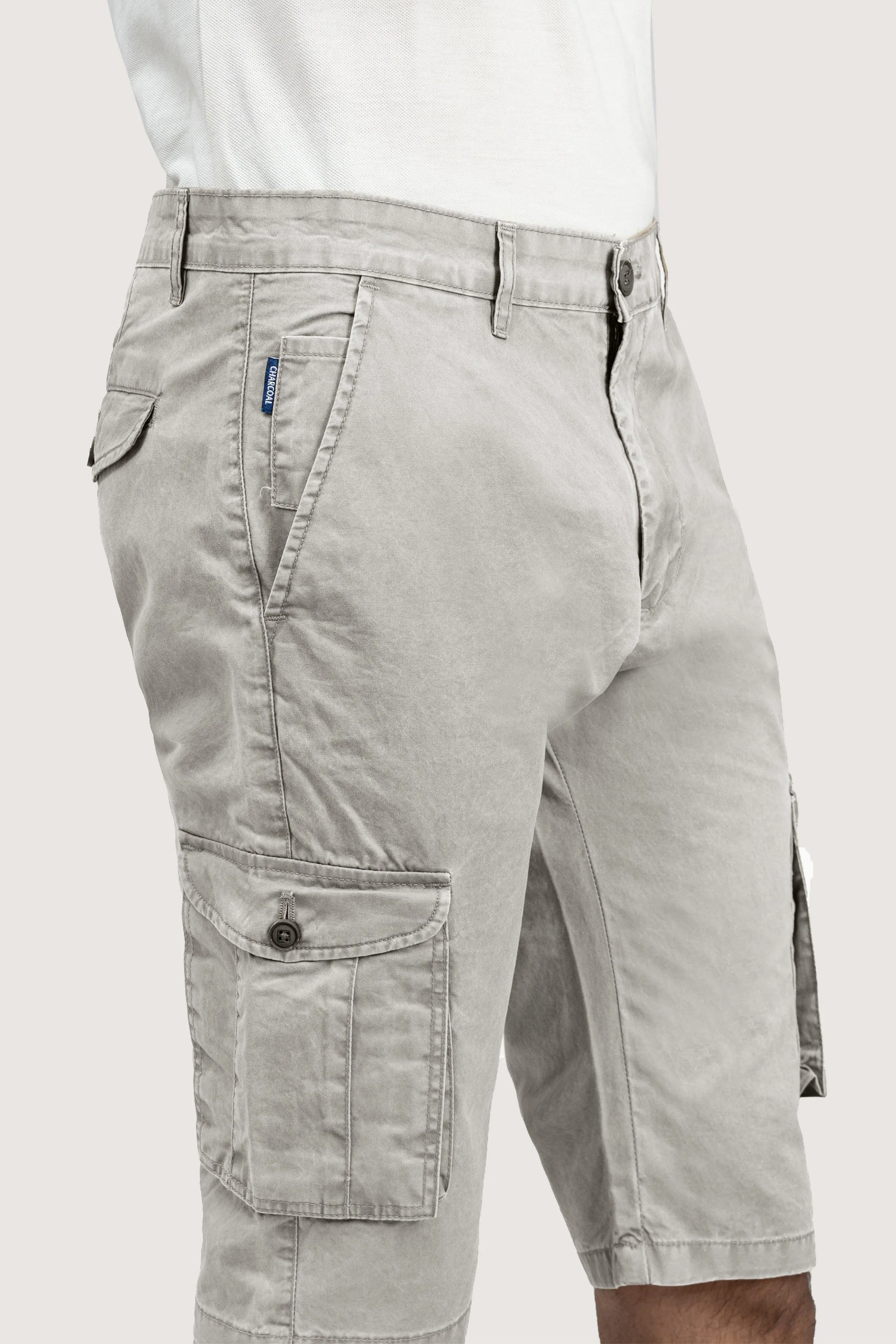 CARGO ENZYME WASHED REGULAR FIT SHORTS STONE