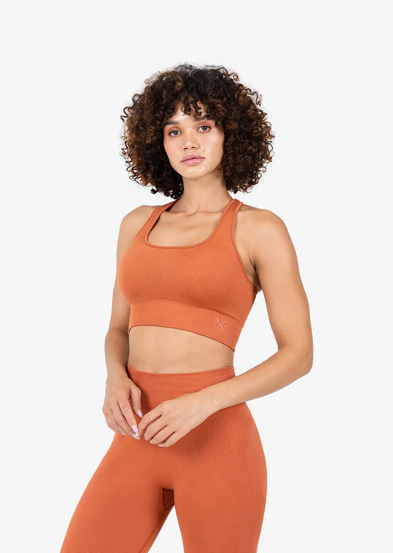 Chevron Seamless Bra Rust