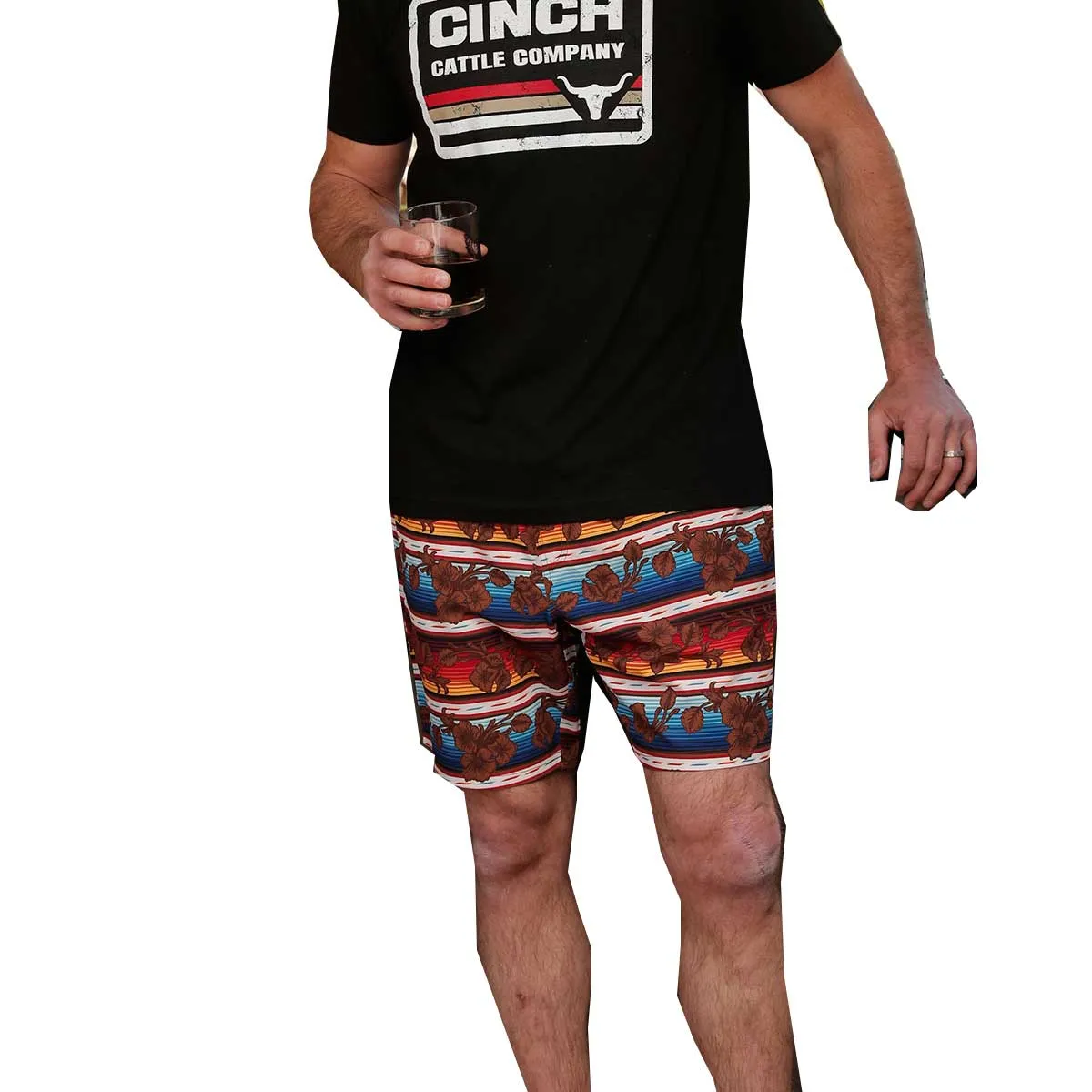 Cinch Men's 8" Inseam Hawaiian Print Swim Trunks