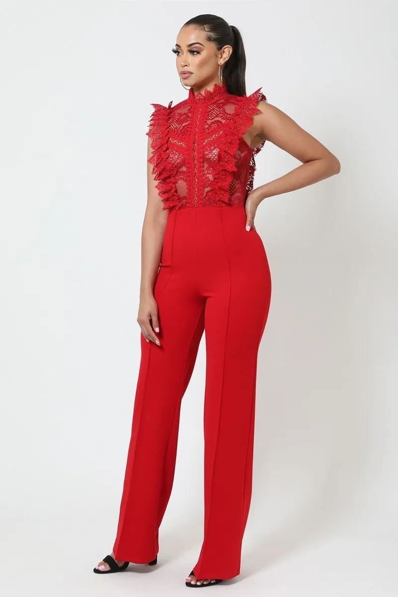 Crochet Lace Combined Bodice Jumpsuit