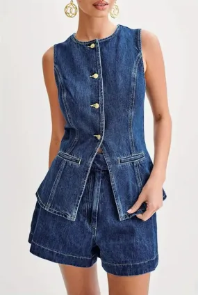 Denim Long Vest