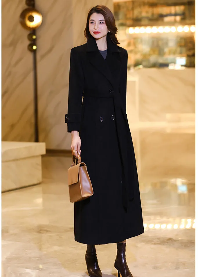 Double Breasted Wool Blend Coat