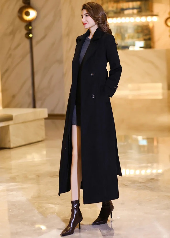 Double Breasted Wool Blend Coat