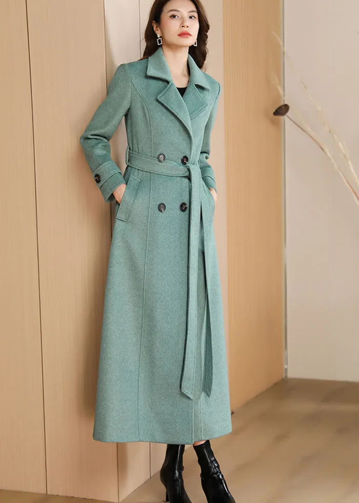 Double Breasted Wool Blend Coat