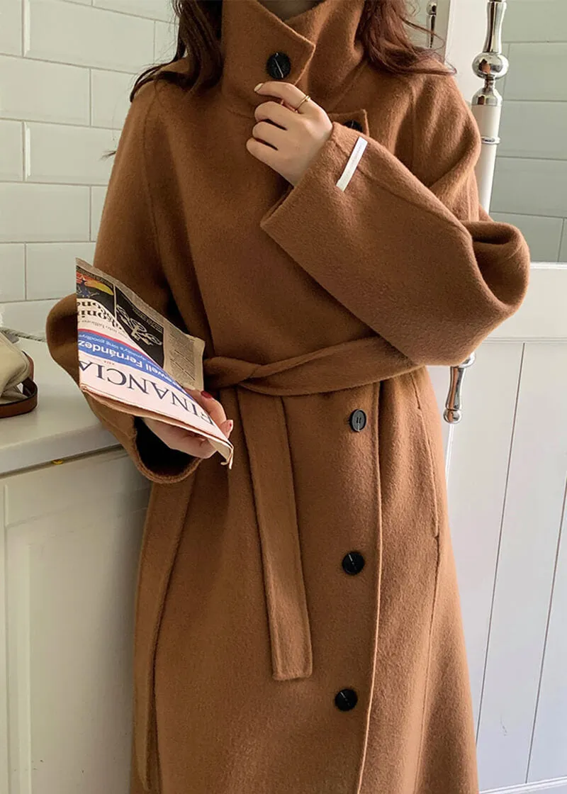 Double Face Wool & Cashmere Blend Belted Long Coat