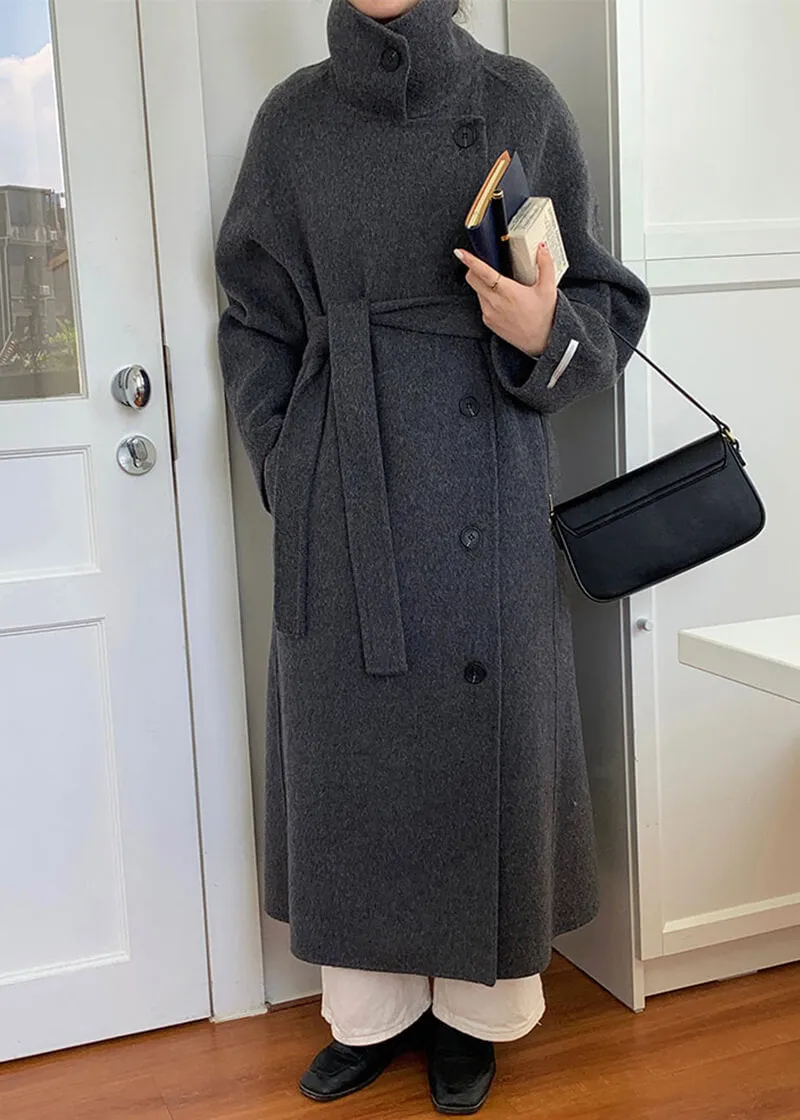 Double Face Wool & Cashmere Blend Belted Long Coat