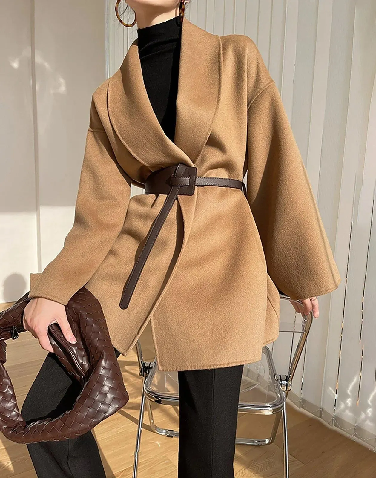 Double Face Wool Wrap Coat