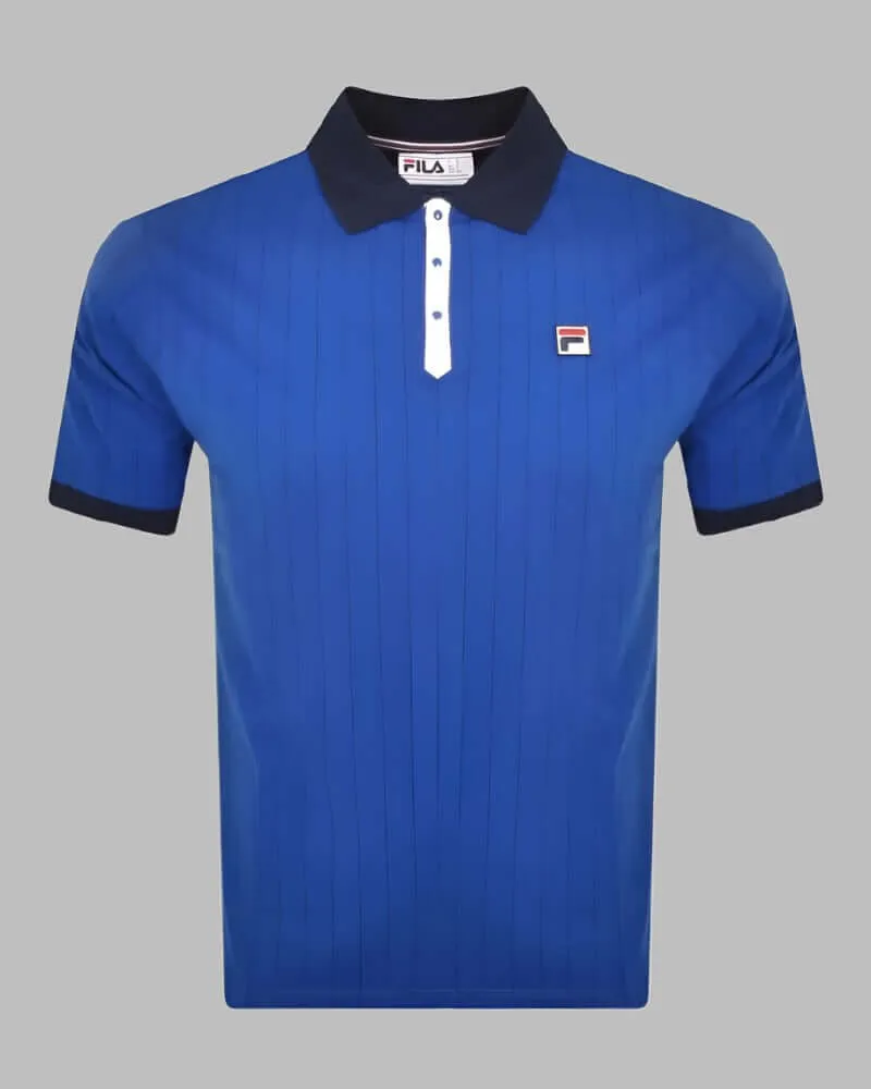 FILA Vintage BB1 Classic Striped Polo Bright Blue/Navy/White