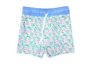 Floral Dark Blue Swim Trunks