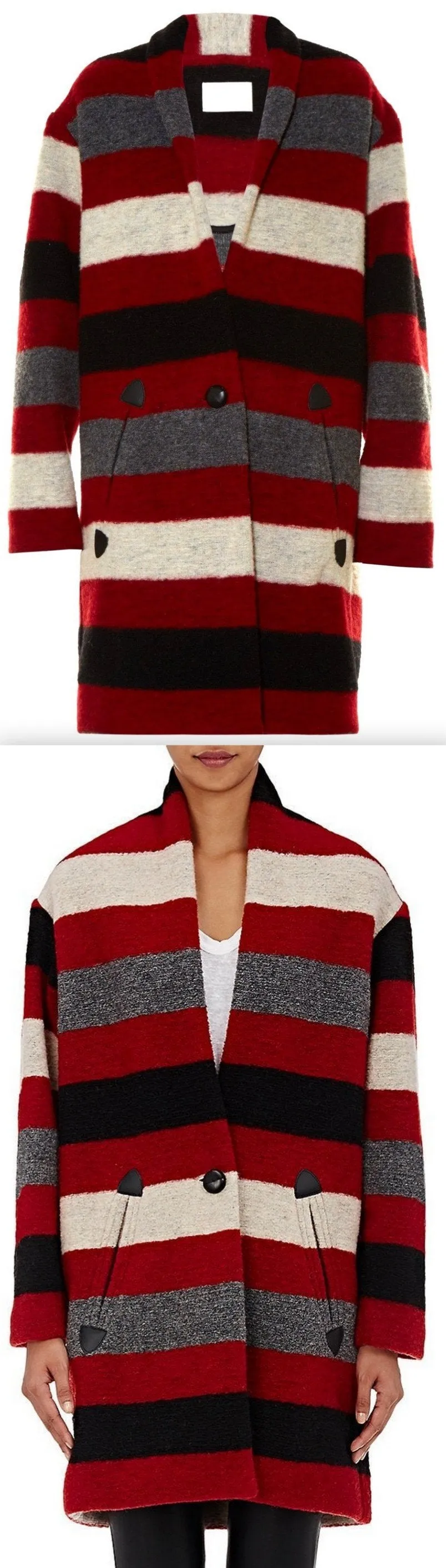 'Gabrie' Blanket-Striped Coat