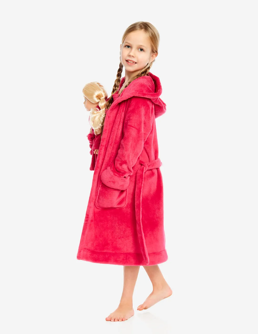 Girl & Doll Fleece Hooded Robe Colors