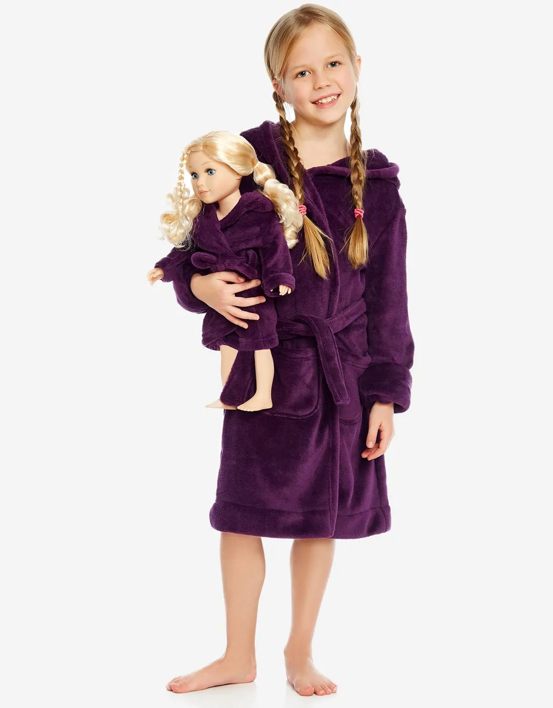 Girl & Doll Fleece Hooded Robe Colors