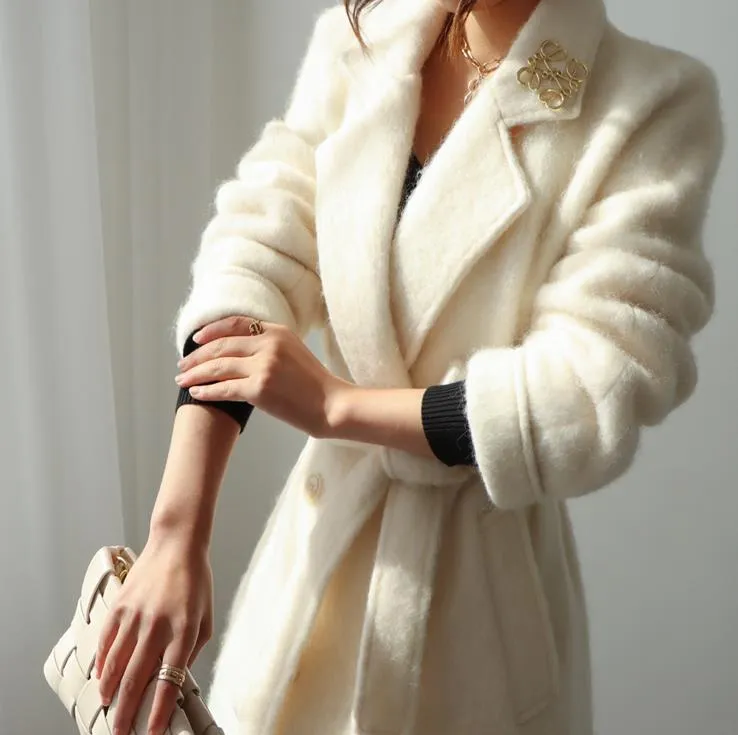 Gray Wool Fleece Long Wool Coat