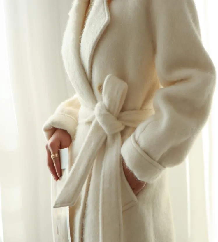 Gray Wool Fleece Long Wool Coat