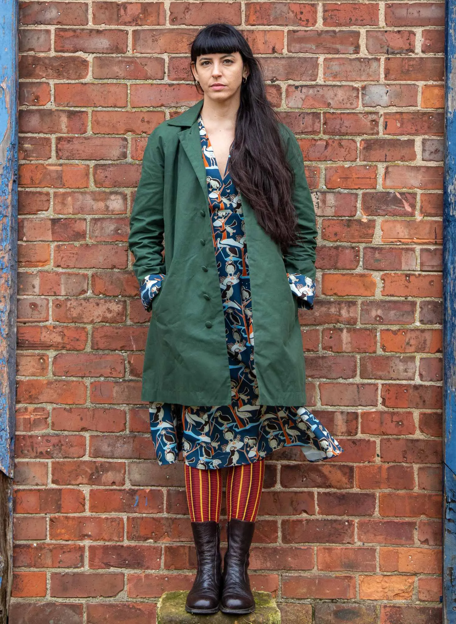 Heritage - Dark Green Trench Coat Puffin Lining