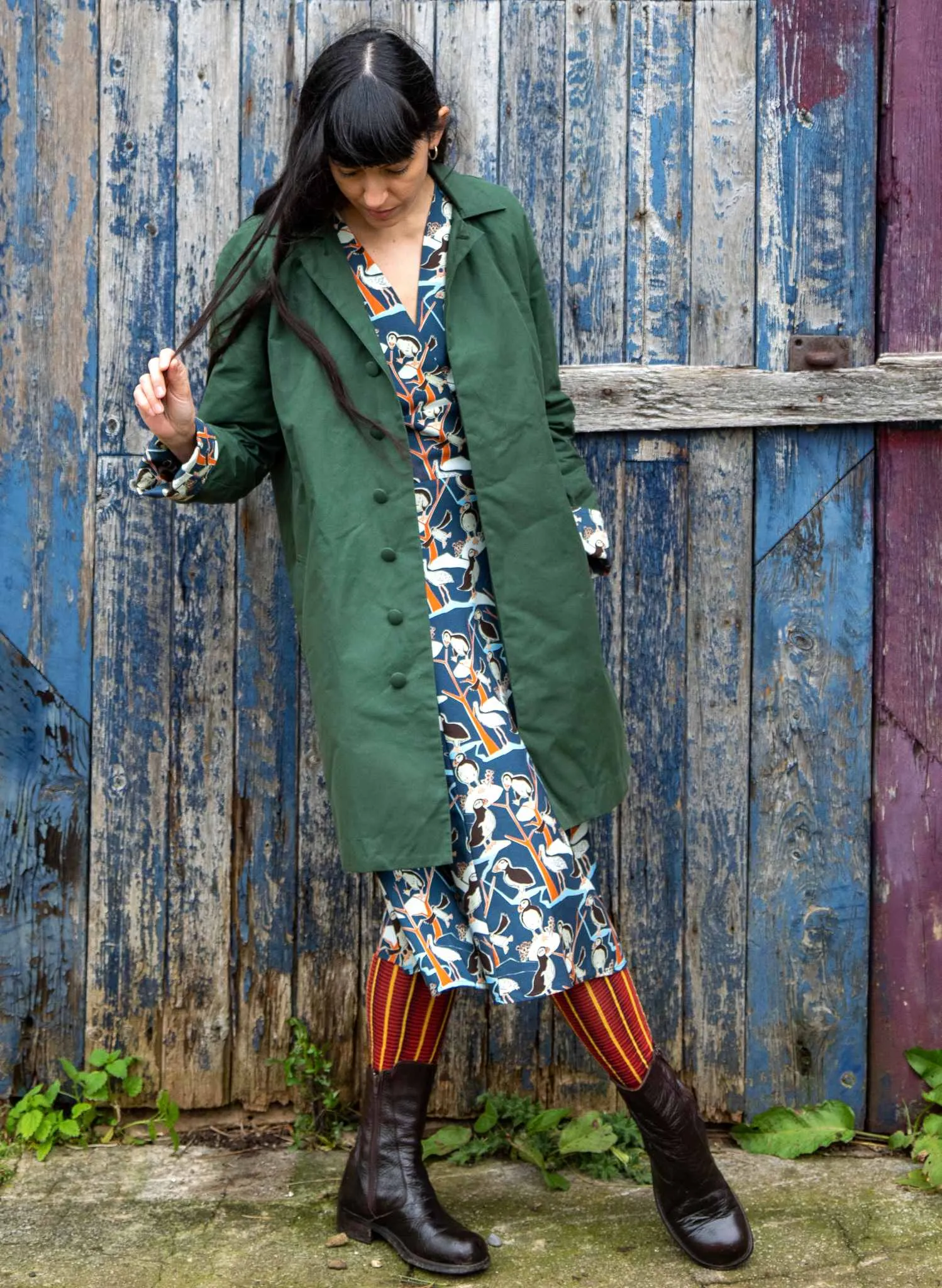 Heritage - Dark Green Trench Coat Puffin Lining