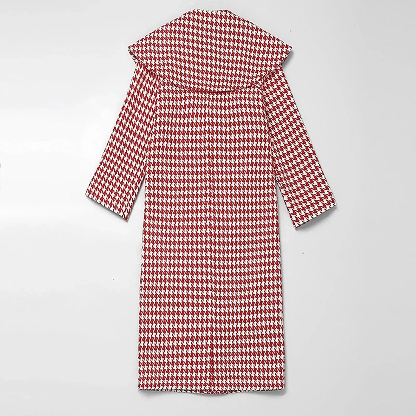 Houndstooth Wool Blend Coat