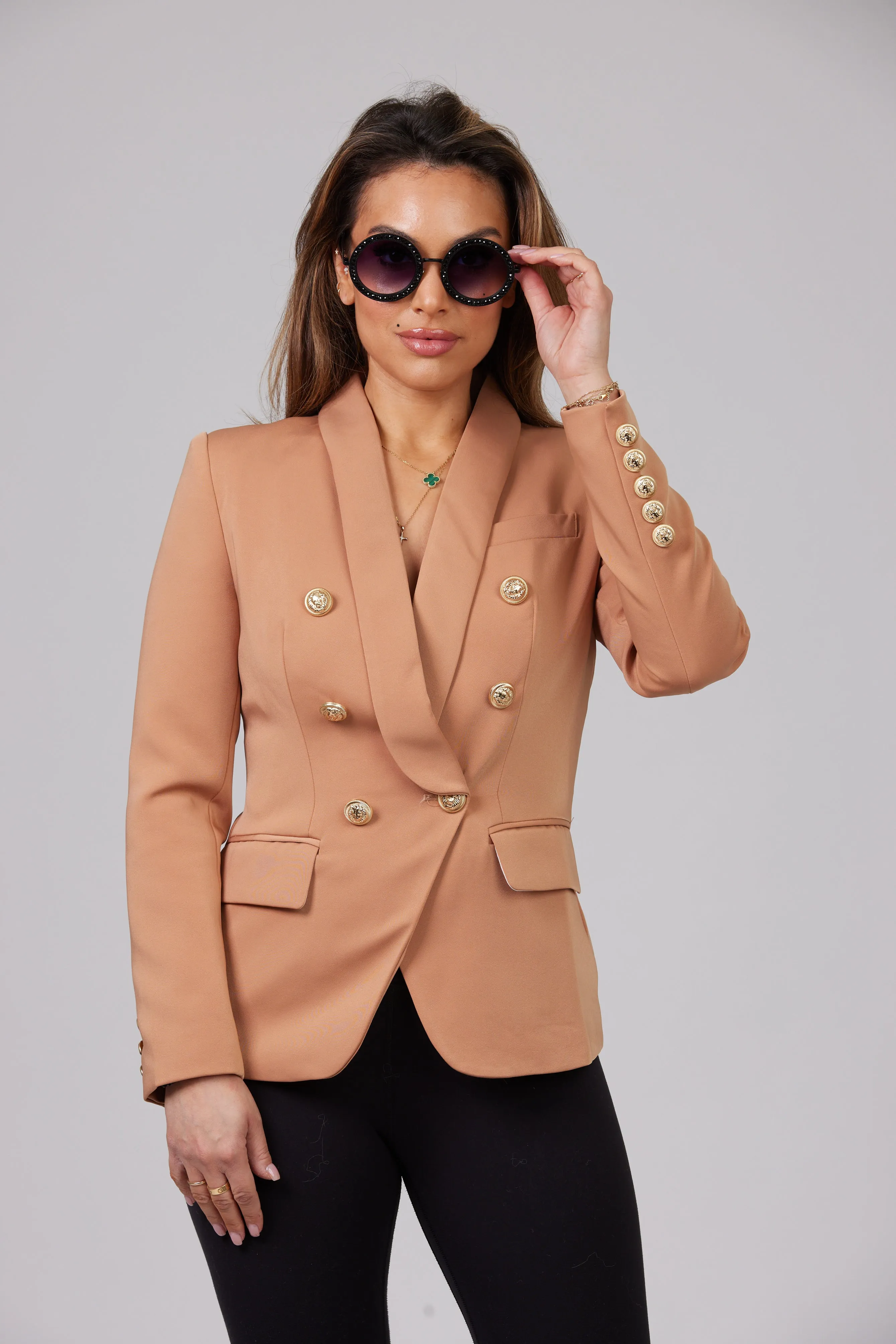 ICONIC CAMEL WITH GOLD BUTTON BLAZER