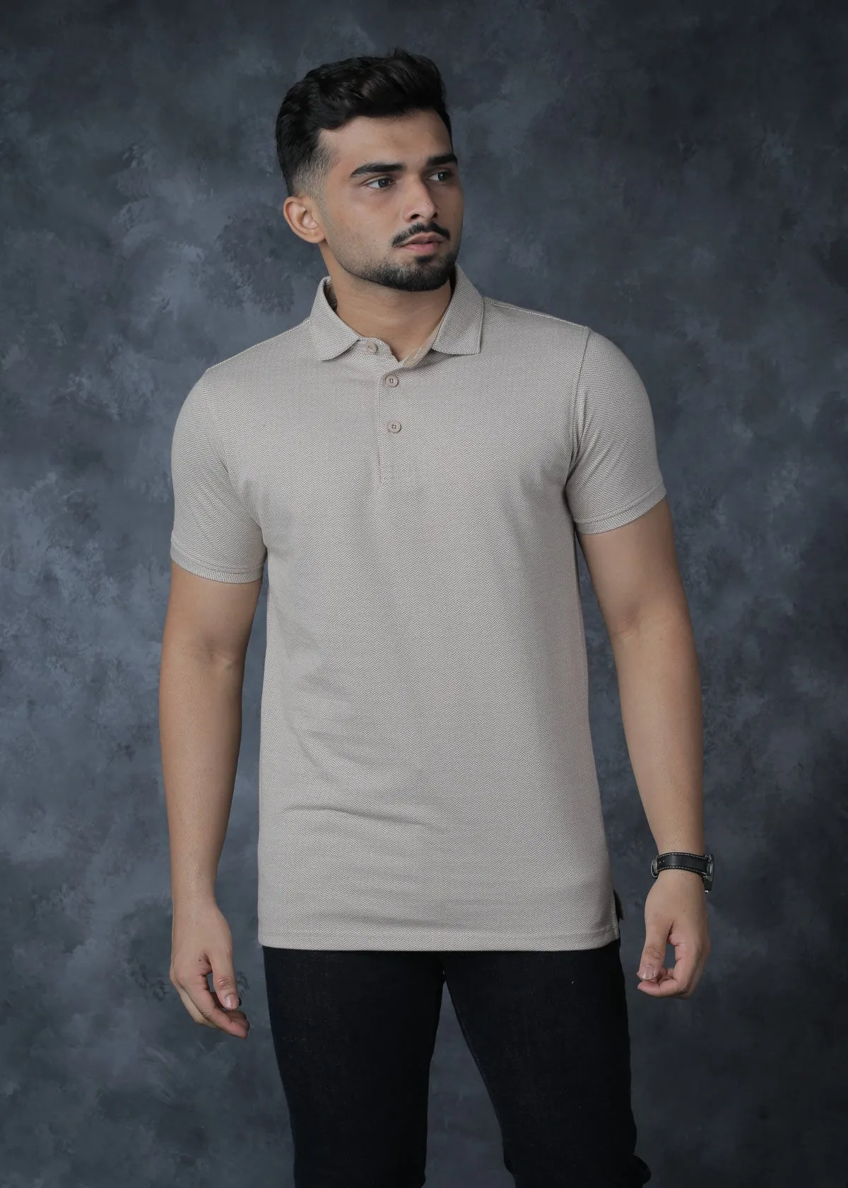 LCY  | Two Toned Diagonal Jacquard Polo