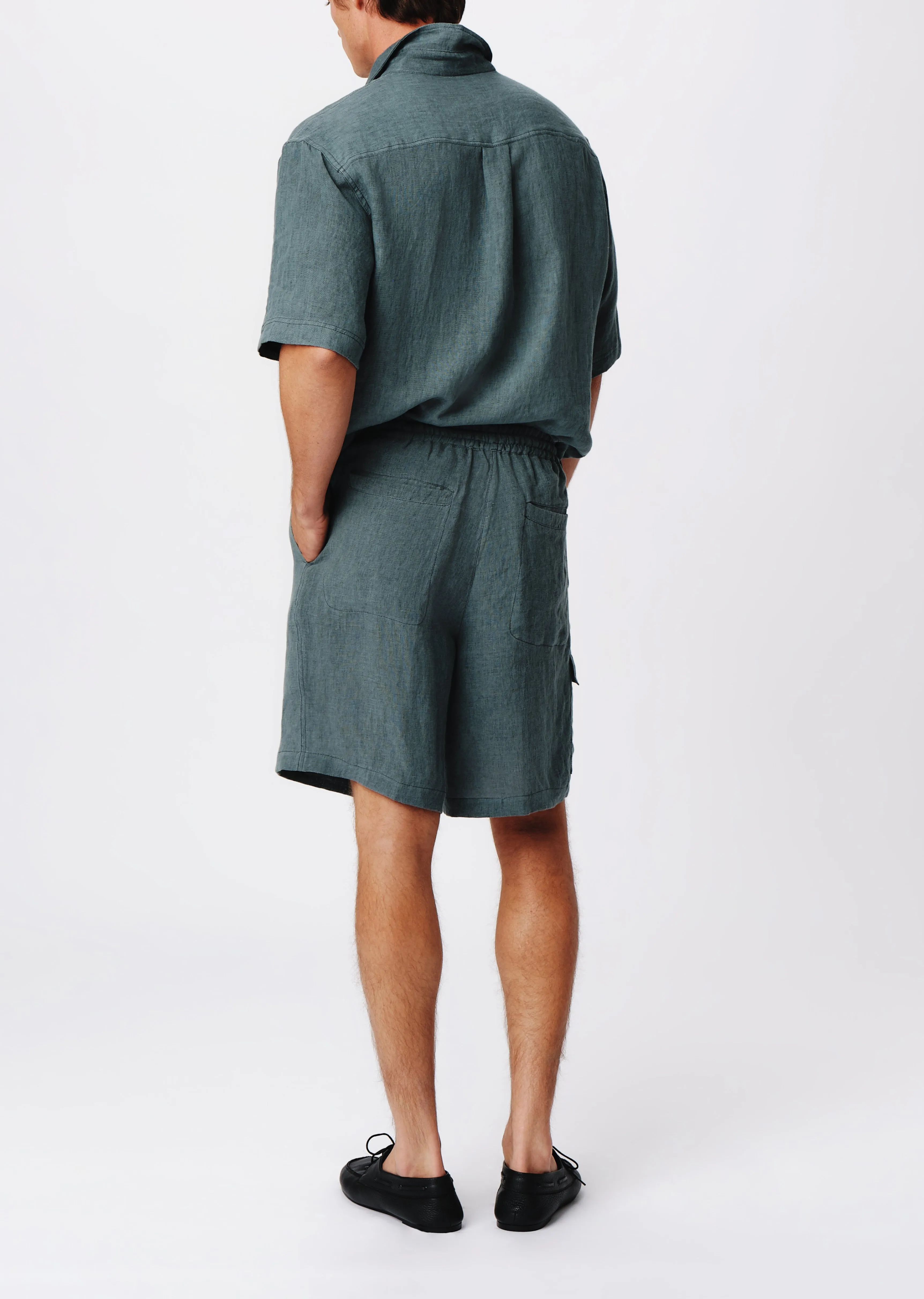 Linen with Wash Cargo Shorts - Slate